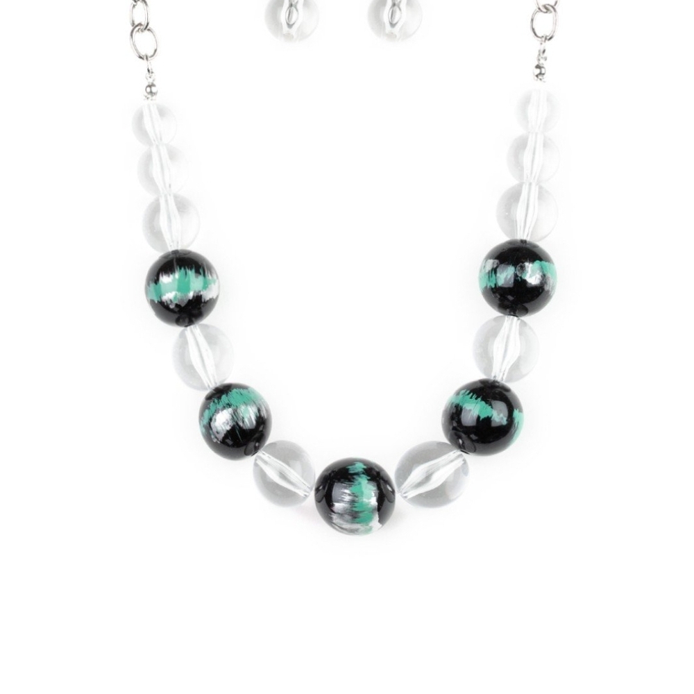 Paparazzi Clear and Green Beaded Necklace Torrid Tide Fashion Jewelry